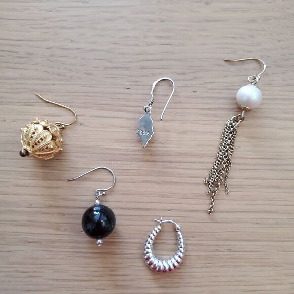 Vintage Single Earring Lot Sterling Silver - Picture 4 of 5